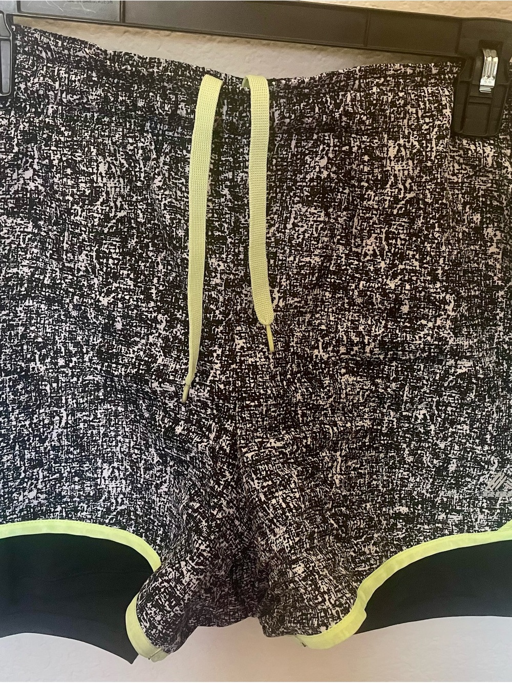 RBX Women’s Black Heather Athletic Shorts with Neon Yellow Drawstring L